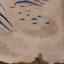 Fabulous Vintage Rare Arklow Pottery Blue and White 10 Inch Wall Plate in an Unusual Pattern with Carnations and a Windmill on a Hill, Very Aesthetic Movement in Style, Display Only Image 6