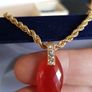 14 ct gold pendant withNatural  Carneol stone and Natural  diamonds Image 10