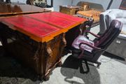 Thomas Chippendale Lions Head Carved Twin Pedestal Partner Desk+ chair