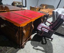 Thomas Chippendale Lions Head Carved Twin Pedestal Partner Desk+ chair