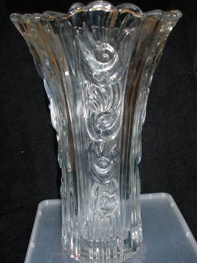 Elena Borgonovo Tall/Heavy Clear Glass Vase Italy 10 inches
