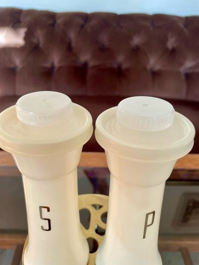 Vintage Tall 1970s MCM Atomic Retro Tupperware Salt and Pepper Shakers