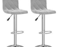 NEW SALE | Bar Stools 2 pcs Light Grey Velvet