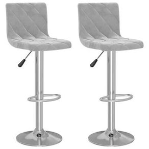 NEW SALE | Bar Stools 2 pcs Light Grey Velvet
