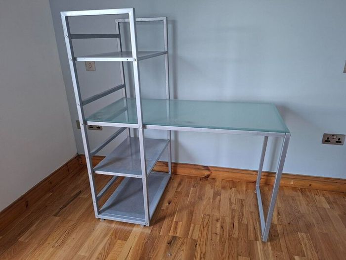 Glass-top office desk