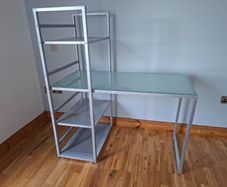 Glass-top office desk