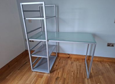Glass-top office desk