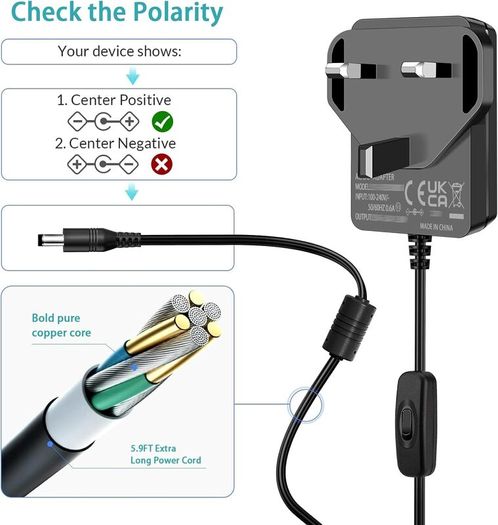 Security Camera Power Supply, 12V 2A Power Supply for 12Vdc CCTV Camera Home Security Camera DVR/NVR/HVR (Analog AHD IP) Surveillance System Monitoring Camera with 4 Split Power Cable