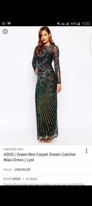 ASOS RED CARPET Mermaid Embellished Long Sleeve Maxi Evening Dress