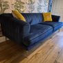 Navy velvet sofa and love arm chair Image 5