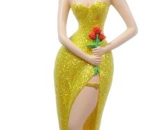 Betty Boop Holding Flowers Yellow Glitter Dress 38cm