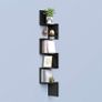 _Corner Shelf, 5 Level Hanging Shelf, Rack Zigzag Design, Bookcase, 20 x 20 x 127.5 cm, Black Image 3