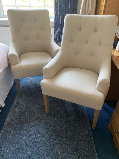 Gorgeous pair of handmade LINEN armchairs