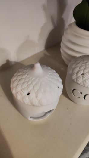 Pair of White Ceramic "Cosy" Acorn Tealight Holders (Perfect Condition)