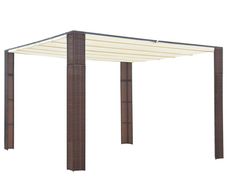 Gazebo with Roof Poly Rattan 300x300x200 cm Brown and Cream