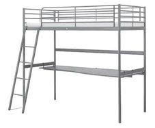 Svarta Metal Frame Bunk Bed with Desk