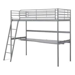 Svarta Metal Frame Bunk Bed with Desk
