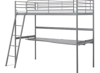 Svarta Metal Frame Bunk Bed with Desk