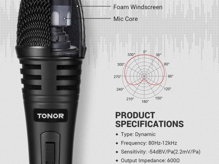Dynamic Karaoke Microphone for Singing with 16.4ft XLR Cable, Metal Handheld Mic Compatible with Karaoke Machine/Speaker/Amp/Mixer for Karaoke Singing, Speech, Wedding and Outdoor Activity (FREE POSTAGE)