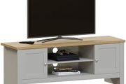 rlington 2 Door TV Unit, Engineered Wood, Grey &amp; Oak, H 49 x W 128 x D 39 cm