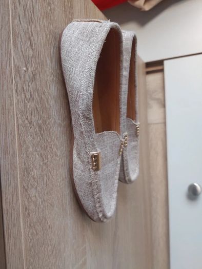 Flat linen look loafers size UK 3