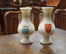 Pair of Vintage Ecclesiastical Porcelain Altar Vases