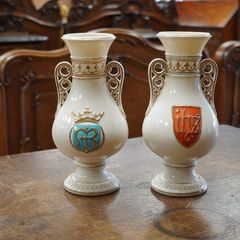 Pair of Vintage Ecclesiastical Porcelain Altar Vases