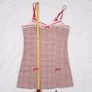 Kimchi Urban Outfitters Beige Red Plaid Lace Trim Bow Lexi Check Mini Dress Size M Image 10