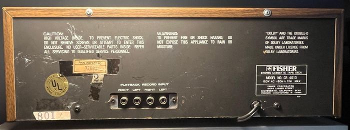 Vintage Fisher CR-4013 Stereo Cassette Deck (110V)