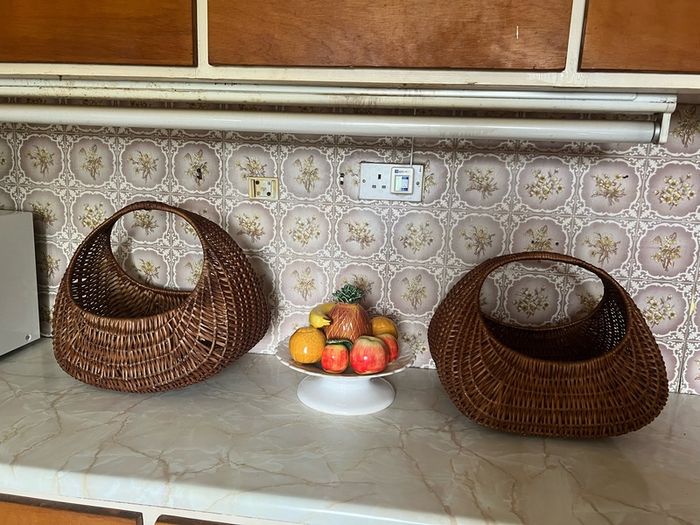 Vintage Wicker Gondola Baskets X 2