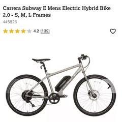Carrera Subway E Mens Electric Hybrid Bike
