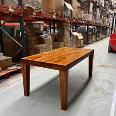 West Elm dining table in acacia wood