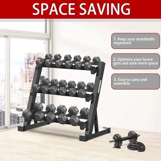 3 Tier Dumbbell Rack Home Gym Dumbbell Storage Stand Weights Storage Rack for Dumbbells