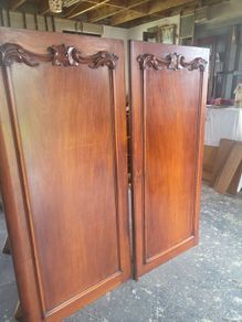 Solid mahogany Victorian wardrobe doors