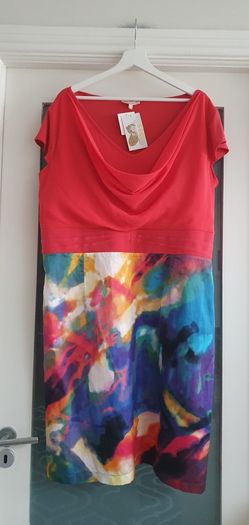 NASS Designed in Ireland block multi printed cowl neck dress Sz 22 UK - Bnwt Rrp 99 Sterling
