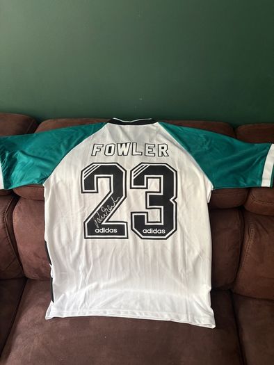 Robbie Fowler signed Liverpool away jersey