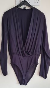 Navy plunge bodysuit