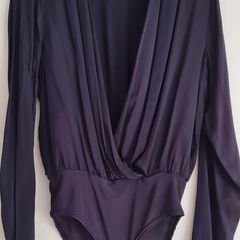 Navy plunge bodysuit
