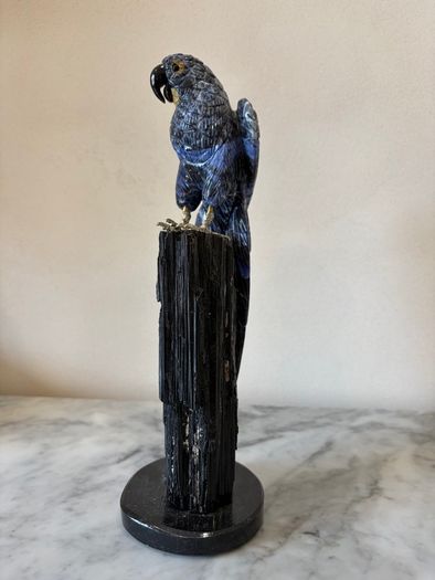 Large Hand-Carved Blue Sodalite Macaw