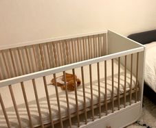 IKEA MYLLRA Cot with large drawer in white - Excellent Condition