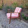Newly Reupholstered Striped Accent Armchair Image 2