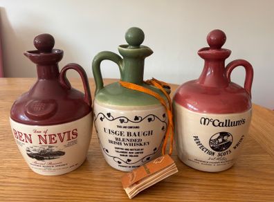 Vintage Ceramic Whiskey Jars x 3