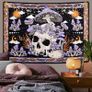 MULTIPLE SIZES AVAILABLE Skull Tapestry Purple Mushroom Wall Hanging Skeleton Wall Tapestries Moon Sun Wall Towel Wall Art for Bedroom Living Room 59.1x51.2in Image 4
