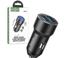 Hoco DZ17 Powerful Dual USB LED Port Car Charger Black