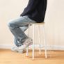 Bar Stools Set of 2, Breakfast Round Bar Chairs with Footrest, Pub Stools, Sturdy Metal Frame, for Dining Room, Kitchen, Party, Industrial, Natural and White Image 3