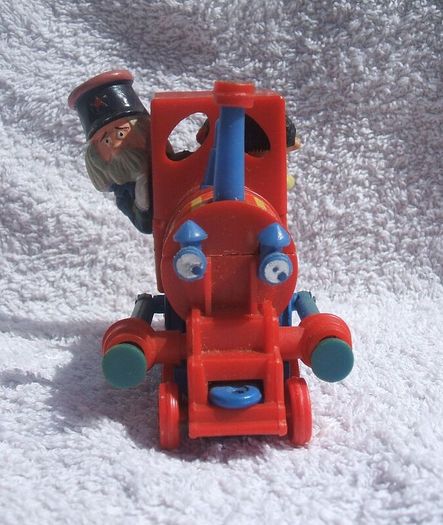 MAGIC ROUNDABOUT TRAIN ENGINES (Corgi 851) - three vintage diecast engines with figures (early 1970's)