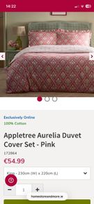 BNWT King size Appletree Aurelia Duvet Cover Set pink