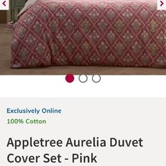 BNWT King size Appletree Aurelia Duvet Cover Set pink