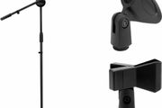 Ohuhu Mic Stand Tripod with Mic Clips, Boom Mic Stand Music Stand for Singing Speech Home Studio Usage, Height Adjustable