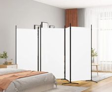 5-Panel Room Divider White 433x180 cm Fabric